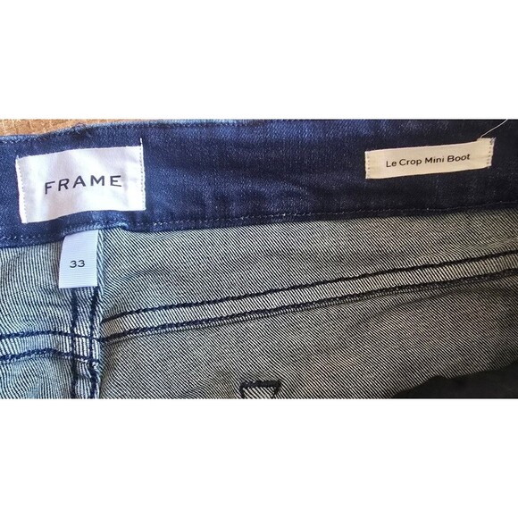 FRAME darker blue denim Le Crop Mini Boot jeans women's size 33 - Picture 9 of 12